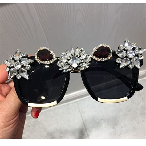 custom made crystal luxury sunglasses women bling rhinestone oversize