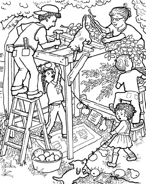 building  sukkah  sukkot jewish holiday coloring page sukkot