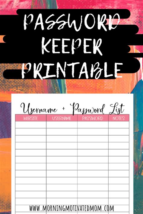 password keeper printable morning motivated mom