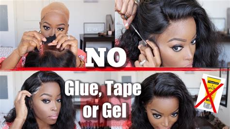 how to easily apply a glueless lace frontal wig no glue no gel ft