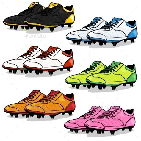set  cartoon soccer boots vectors graphicriver