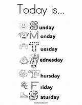 Days Week Coloring Pages Sheet Book Worksheets School Today Preschool Printable Sunday Twistynoodle Kids Kindergarten Activities Year Thursday Wednesday Letter sketch template