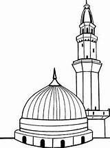 Masjid Mewarnai Kaaba Mosque Nabawi Nabvi Mecca Coloriages Prophet Template Aime sketch template