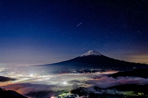 File Mount Fuji At Night  Wikimedia Commons