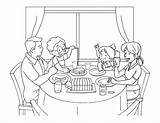 Gambar Mewarnai Sarapan Bersama Pemandangan Putih Hitam Sketsa Keluargaku Makan Objek Lucu Kartun Inspirasi Anggota Ilustrasi sketch template