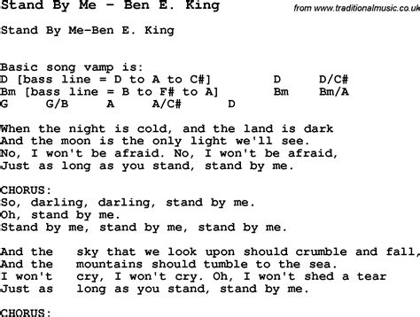 Stand By Me Ben E King Lyrics Song Stand By Me By Ben E King With