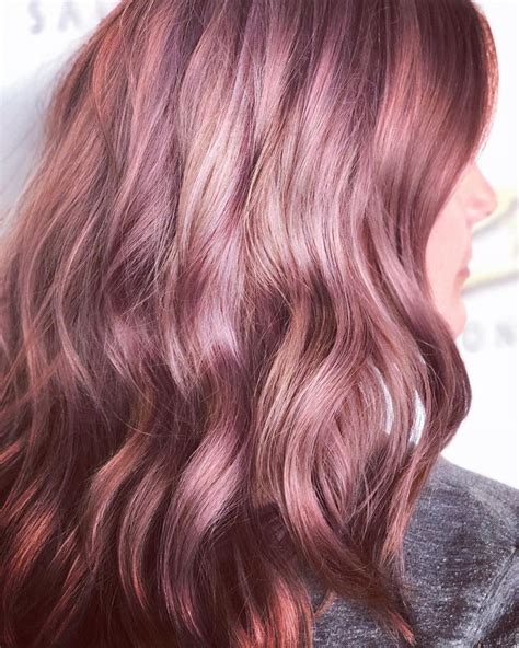 beautiful mauve pink balayage hair color  aveda artist justine
