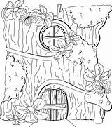 Ausmalen Arbre Baumhaus Fairies Erwachsene Vorlagen Gnome Printemps Adultos Ladrillo Epingle Feil Fantasiewelten Treehouse Displaying Für Princesse Umrisszeichnungen Feen Fantasie sketch template