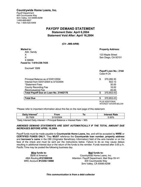 payoff agreement sample  template