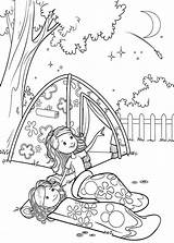 Coloring Pages Scout Girl Camping Camp sketch template