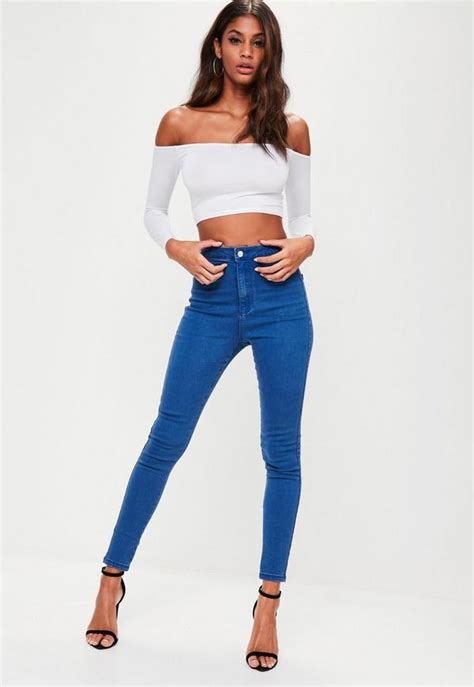 vice high waisted skinny jeans mid blue missguided australia