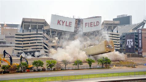 West Side Of Texas Aandm Aggies Kyle Field Imploded As Part