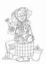 Granny Stamps Dearie Digi Dolls Digital Garden Colouring Coloring Freedeariedollsdigistamps Pages sketch template
