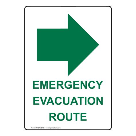 portrait emergency evacuation route sign  symbol nhep