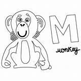 Monkey Coloring Pages Animal Alphabet Printable sketch template