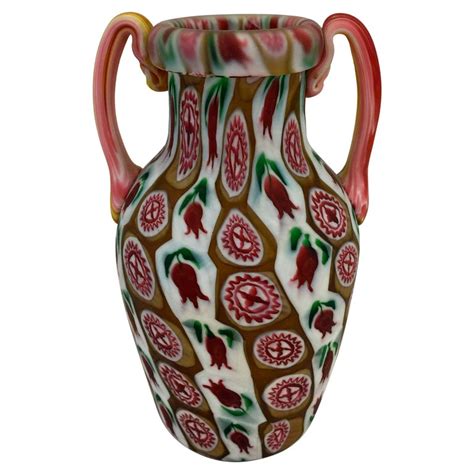 Fratelli Toso 1900 Multi Color Murrini Vase In Murano Glass For Sale At