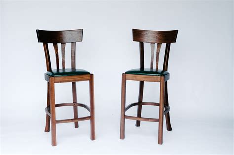 hand  figured walnut bar stool  leather seat