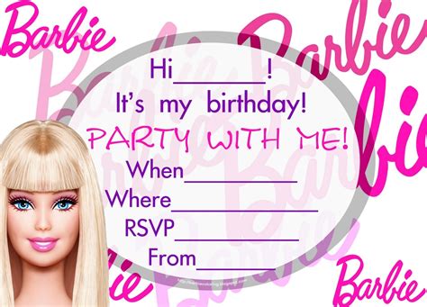 barbie birthday invitations templates