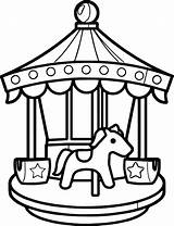Carousel Coloring Pages Round Merry Go Drawing Para Colorear Cute Feria Epic Sheet Carrusel Lighted Printable Color Carnival Sheets Kids sketch template