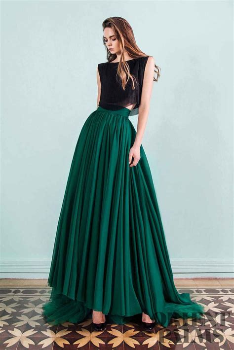 lara khoury  ss  ready  wear green tulle skirt tulle skirts outfit long maxi