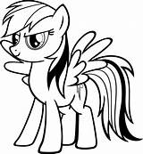 Rainbow Dash Coloring Pages Printable Pony Little sketch template