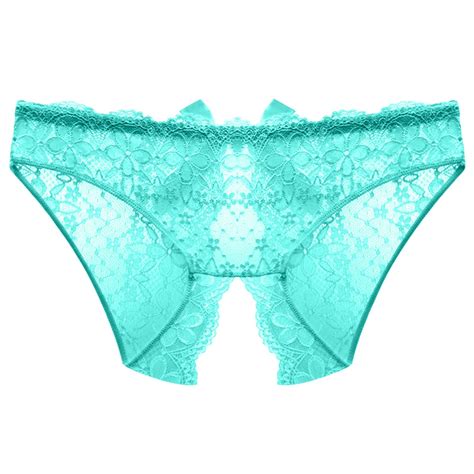 Womens Sexy Underpants Open Crotch Panties Low Waist Lace Briefs Open