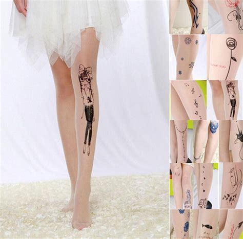 new 2018 sexy women tattoo cute patterns sheer pantyhose