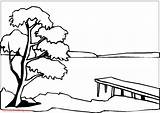 Lake Coloring Pages Printable Nature Drawing Drawings sketch template