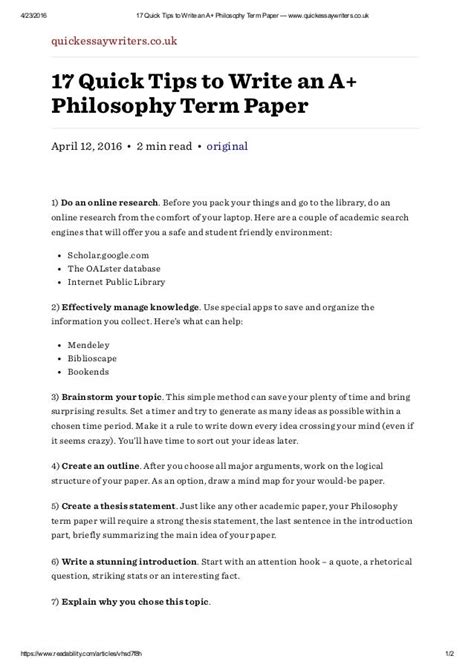 philosophy paper outline   writing tips thesis statement