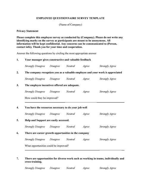 sample survey questionnaire format