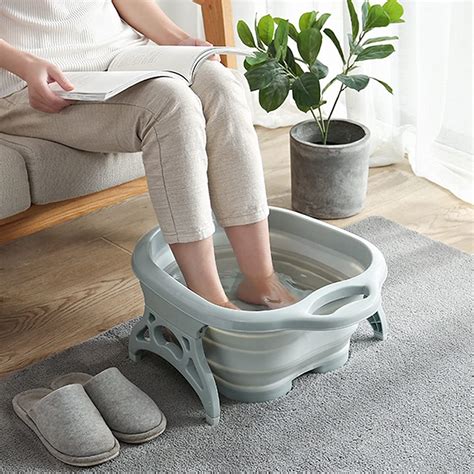 buy collapsible foot spa soaking bath basin with massage roller