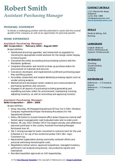 assistant manager purchase resume purchasing assistant resume examples