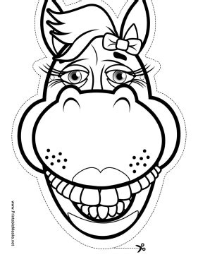 printable horse  bow mask  color mask printable animal masks