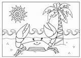 Crab Coloring Beach Cartoon Running Pages Cute Twelve Kids sketch template