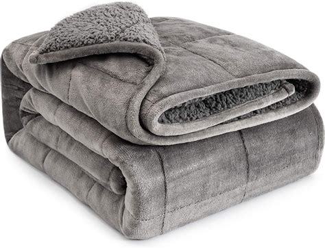 amazoncom sivio sherpa fleece weighted blanket  adult  lbs heavy fuzzy throw blanket