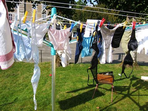 Thong In Washing Line Neighbours Underwear On Washing