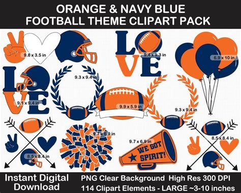 Orange And Navy Blue Football Theme Clip Art Helmet Logo