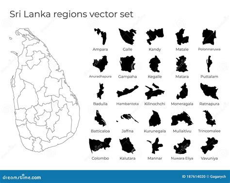 sri lanka map  shapes  regions stock vector illustration  atlas concept
