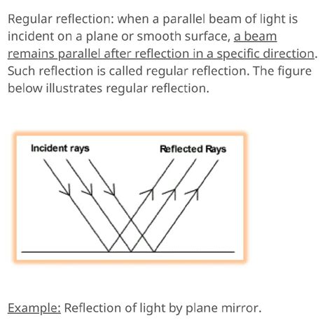 regular reflection  light physics light energy