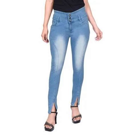 Regular Button Ladies High Rise Stretchable Denim Jeans Waist Size 28