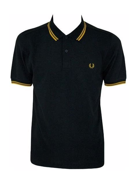 Fred Perry Slim Fit Twin Tipped Polo In Black Yellow