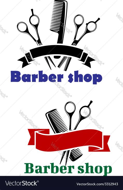 Barber Shop Signs With Blank Banners Royalty Free Vector