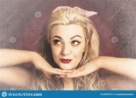 Vintage Face Of Nostalgia Retro Blond 1940s Girl Stock Image Image