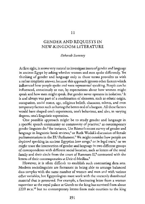 D Sweeney Gender And Requests In New Kingdom Literature In C