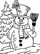 Coloring Snowman Pages Kids Tree Christmas sketch template