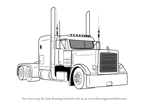 learn   draw peterbilt  truck trucks step  step drawing