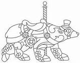 Carousel Coloring Pages Book Animals Steampunk Horses sketch template