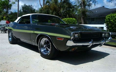 70 challenger r t convertible f8 green with a ledger green stripe