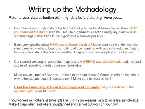 methodology format examples sample methodology