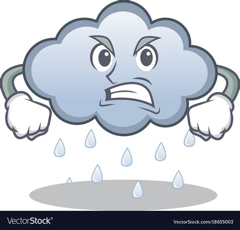 angry rain cloud character cartoon royalty free vector image